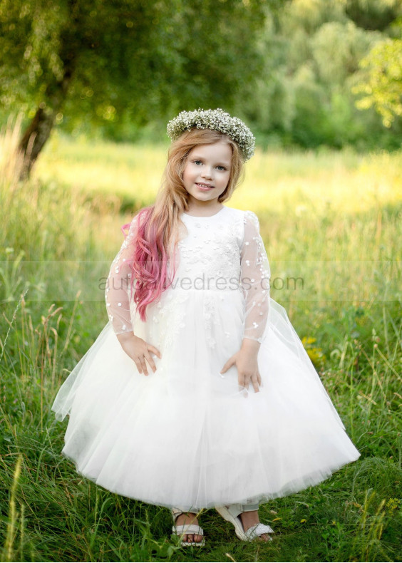 Delicate Lace Tulle Airy Flower Girl Dress